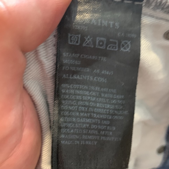 Vintage All Saints Cigarette True Blue Faded Slim Denim 30W/32L - Picture 8 of 15